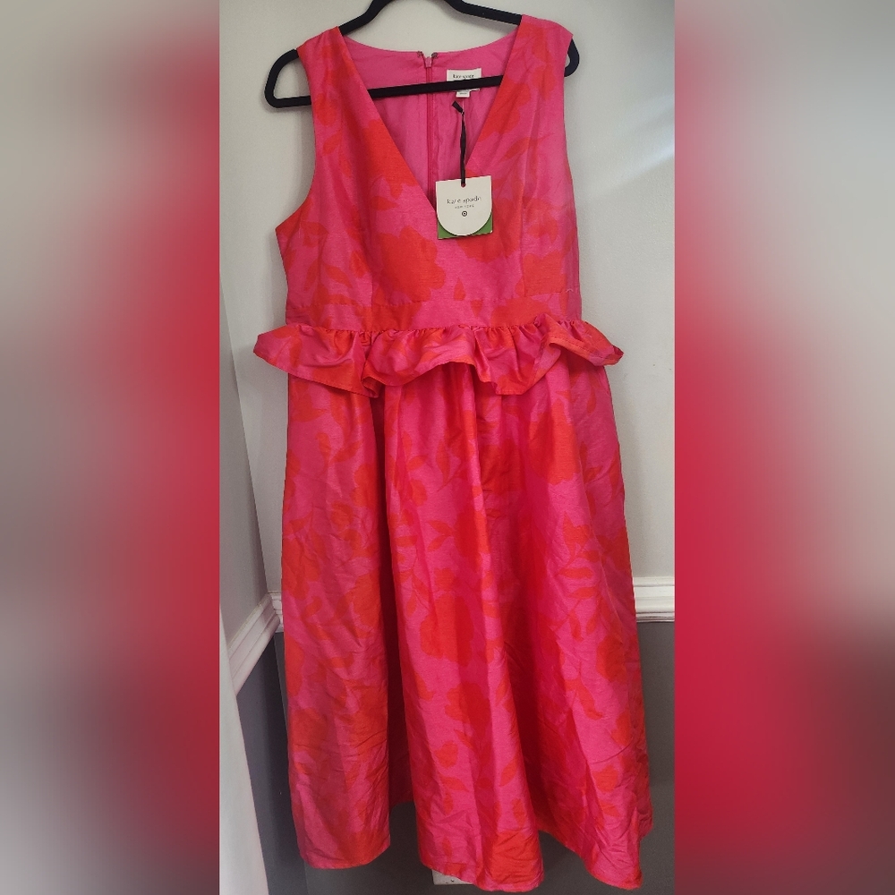 kate spade Pink and Red Floral Peplum Formal Dress Size 16